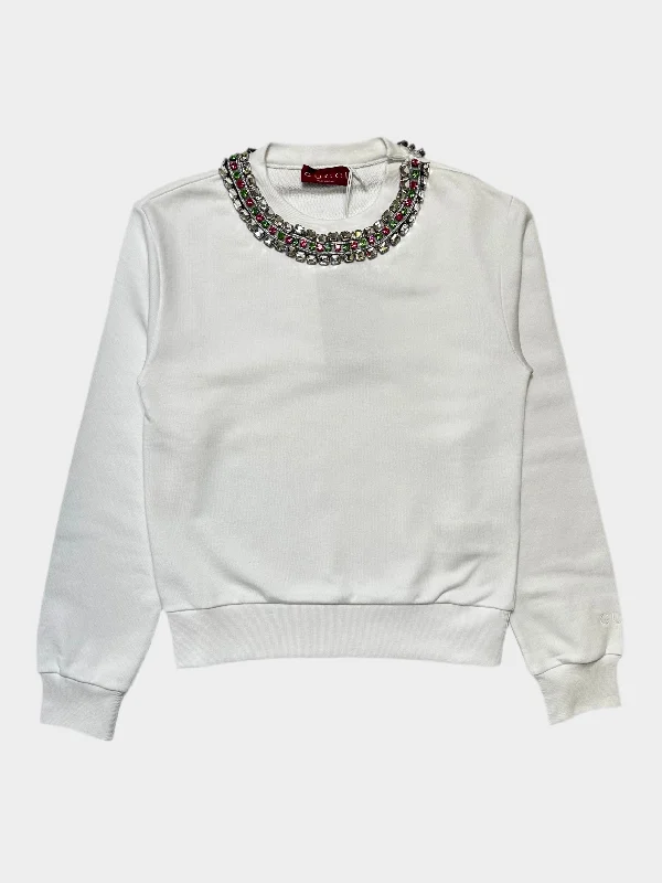 Reversible HoodiesRhinestones Crewneck Sweater