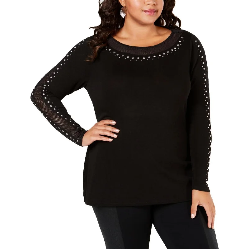 Womens Studded Viscose Pullover TopPullovercollar