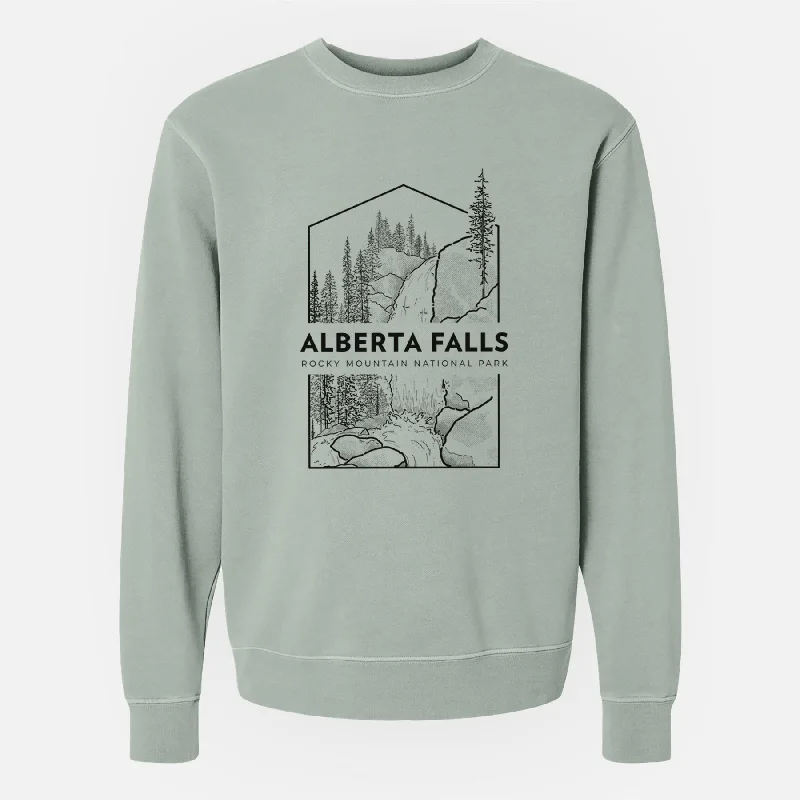 Leather-Paneled SweatshirtsAlberta Falls - Rocky Mountain National Park - Unisex Pigment Dyed Crew Sweatshirt