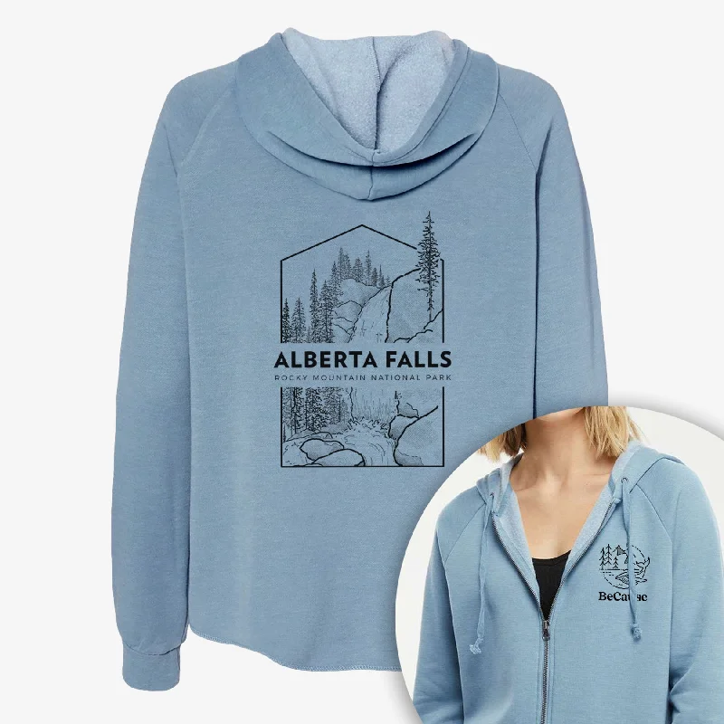 Sheer HoodiesAlberta Falls - Rocky Mountain National Park - Women's Cali Wave Zip-Up Sweatshirt