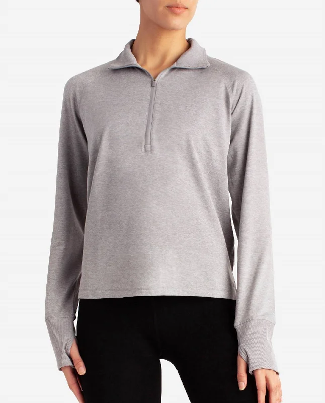 Supersoft Quarter Zip Pullover Sweatshirt In Silver MelangePullovercollar