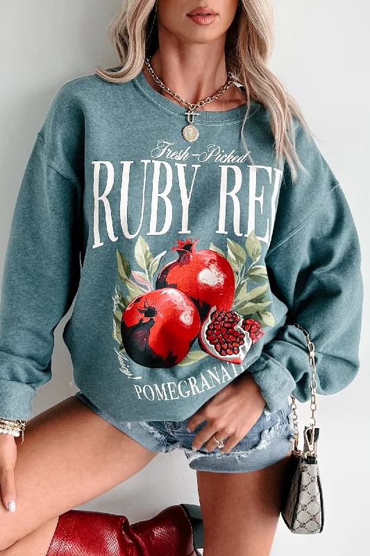 Compression Sweatshirts"Ruby Red Pomegranate" Graphic Sweatshirt (Silver Pine)