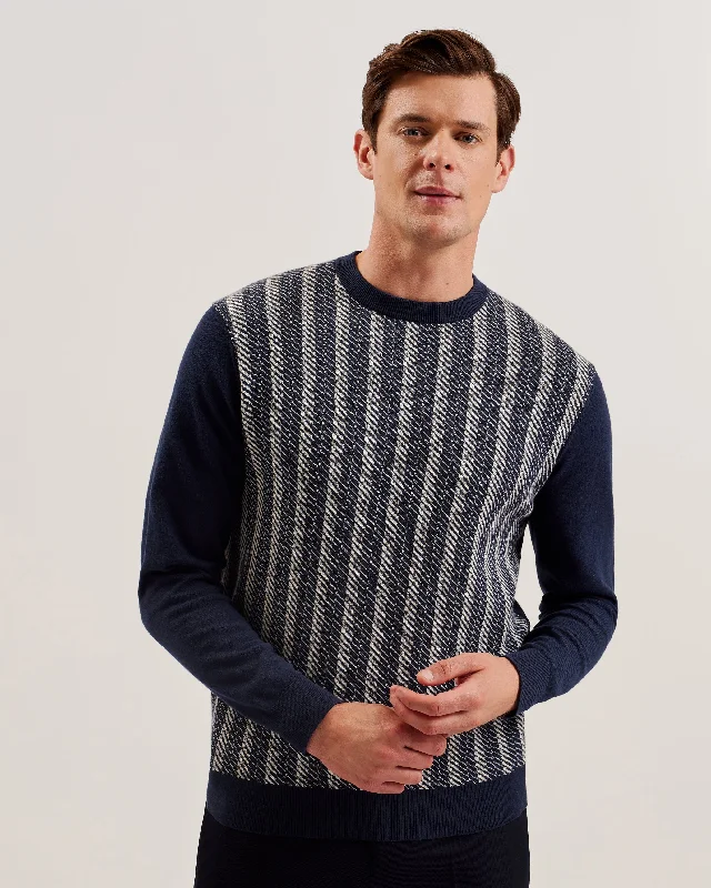 CrewneckfabricEnwich Ls Regular Jacquard Crew Neck Navy