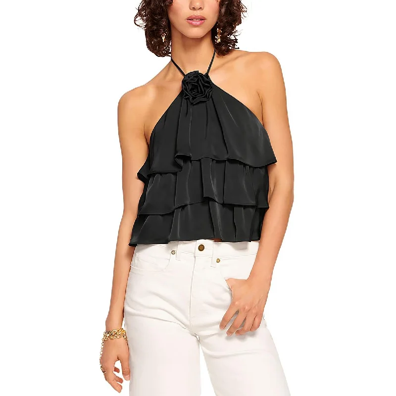 Womens Halter Ruffled Pullover TopPullovermatte