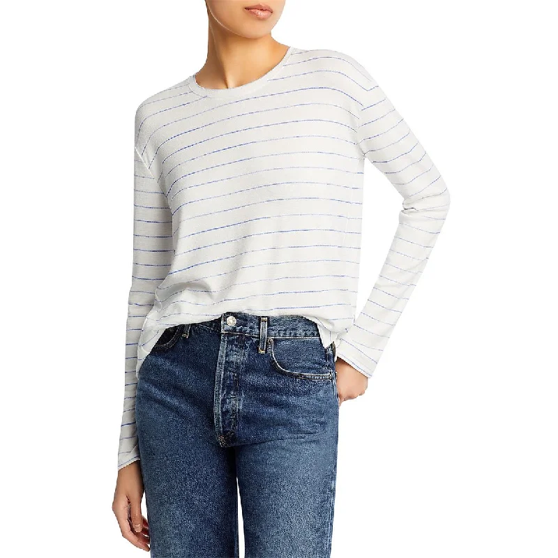 Womens Striped Crewneck Pullover TopPullovercropped