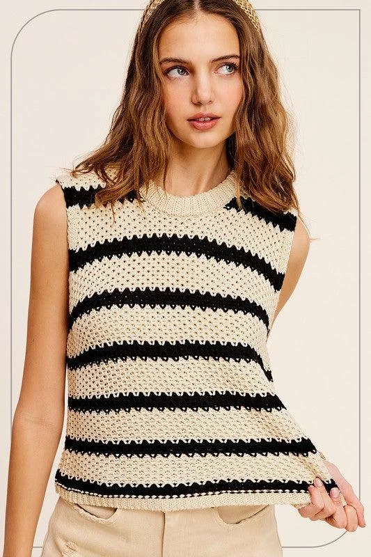 Chunky Striped Pullover Sweater VestPulloverclean