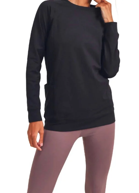 Active Raglan Pullover In BlackPullovercotton