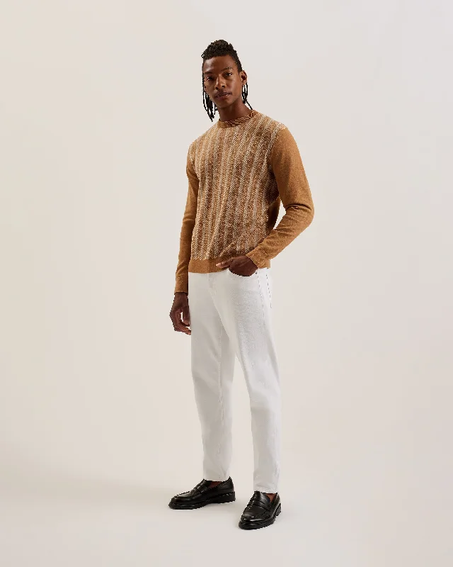 CrewneckfitEnwich Ls Regular Jacquard Crew Neck Brown