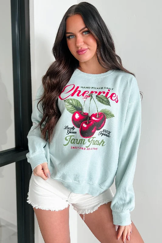 Yoga Sweatshirts"Sweet And Delicious" Graphic Sweatshirt (Light Sage)