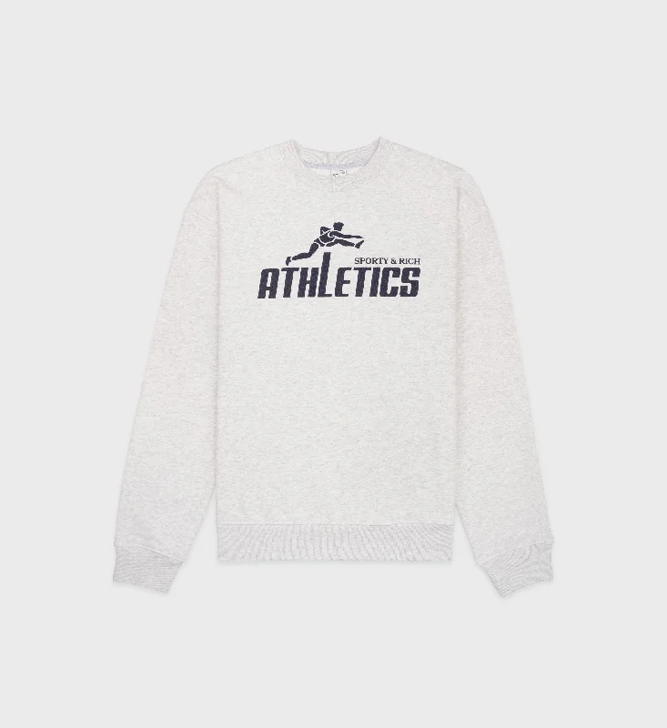 Distressed Hoodies90s Athletics Crewneck - Heather Gray/Navy