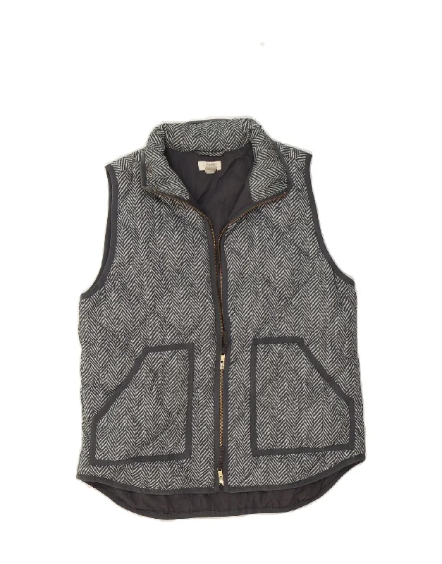 CrewneckchicJ. CREW Womens Quilted Gilet UK 14 Medium Grey Herringbone Polyester