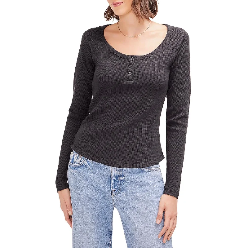 Womens Scoop Neck Buttons Pullover TopPullovercashmere