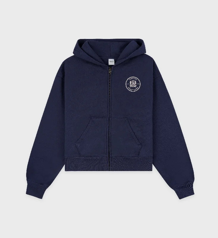 Patchwork SweatshirtsBristol Crest 100th Cropped Zip Hoodie - Navy/Cream