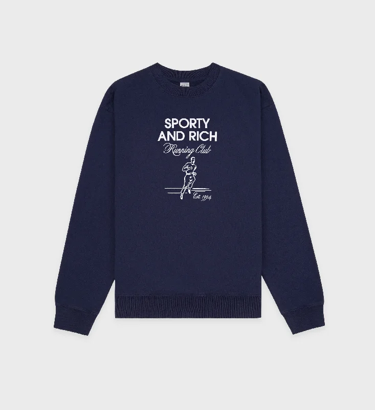 Striped SweatshirtsRunning Man Crewneck - Navy/White