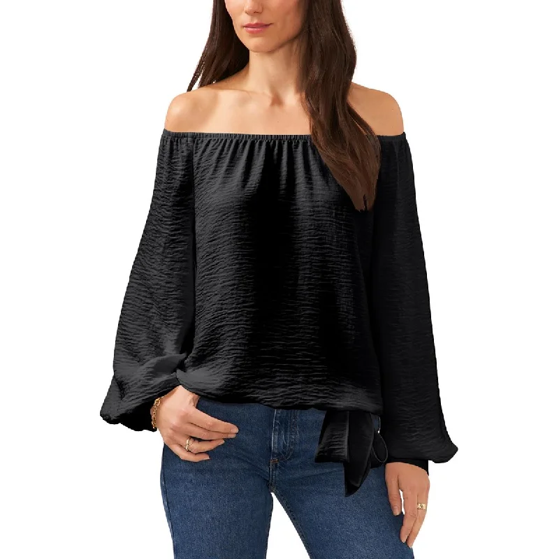 Womens Off Shoulder Tie Front Pullover TopPulloverwool