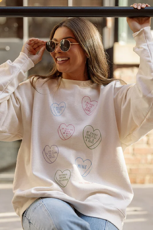 Mesh-Lined HoodiesConversational Hearts Sweatshirt in Ivory