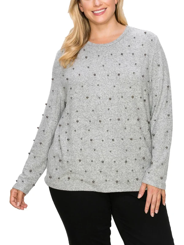 Plus Womens Embellished Crewneck Pullover TopPullovergraphic