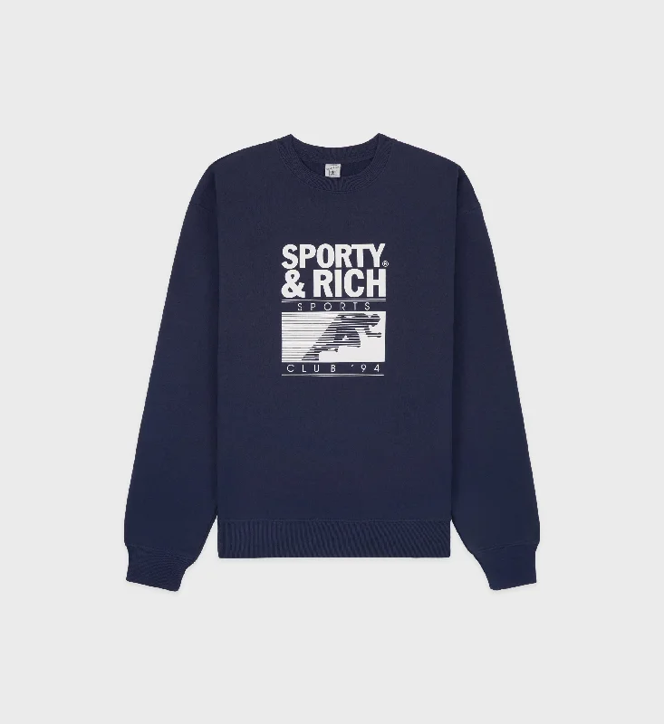 Lace-Up HoodiesMotion Club Crewneck - Navy/White