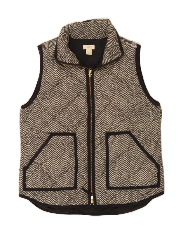 CrewneckbrandJ. CREW Womens Padded Quilted Gilet UK 4 Small Grey Chevron Polyester