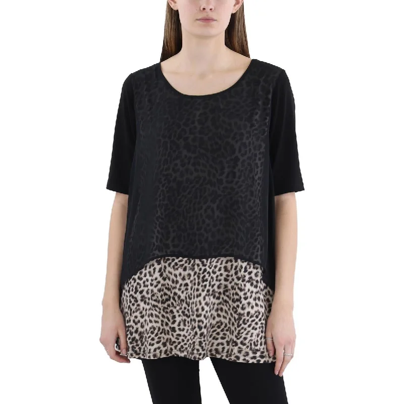 Womens Animal Print Layered Pullover TopPulloverbright