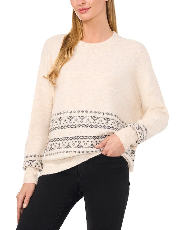 CeCe Fairisle Pearl Stripe Pullover SweaterPulloveradventure