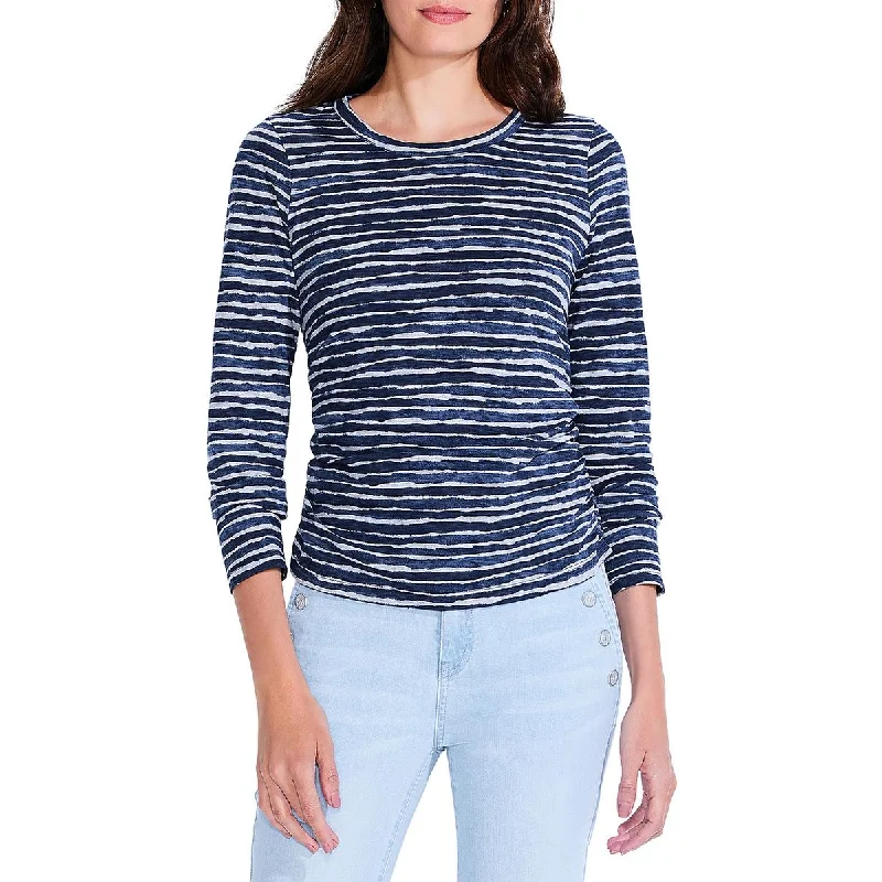 Womens Striped Creweck Pullover TopPulloverlong