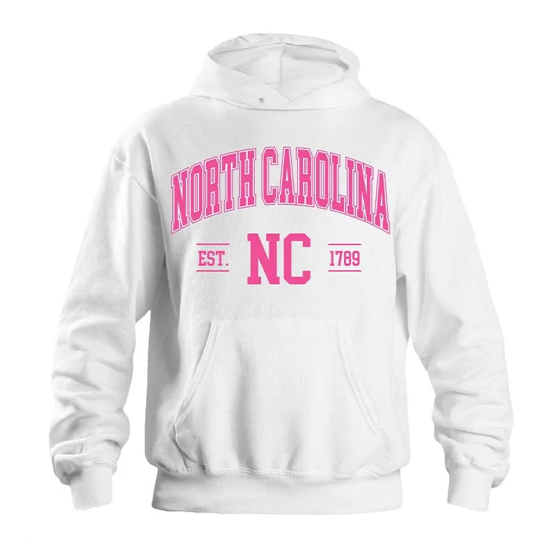 Gym HoodiesNorth Carolina Established Hoodie in White & Pink