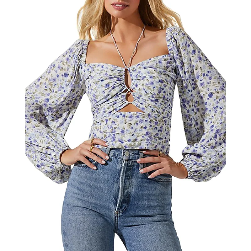 Streetwear ShirtsASTR the Label Womens Floral Print Keyhole Blouse