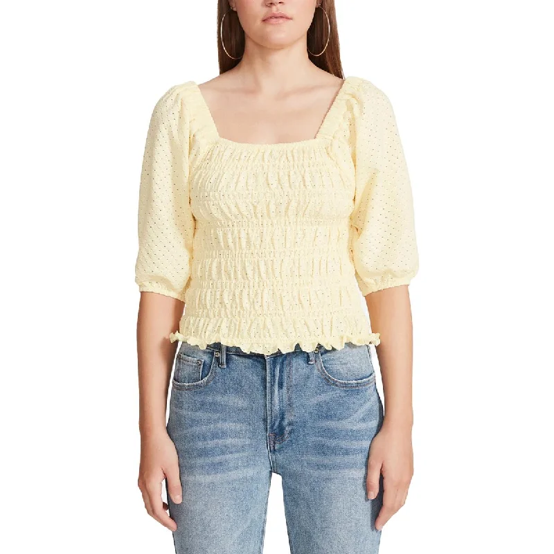 Cultural ShirtsBB Dakota by Steve Madden Womens Smocked Eyelet Blouse