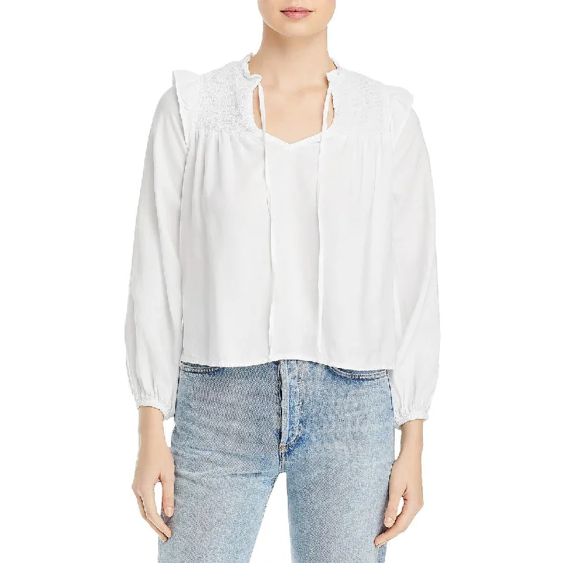 Lace-Up ShirtsBella Dahl Womens Smocked Ruffled Blouse