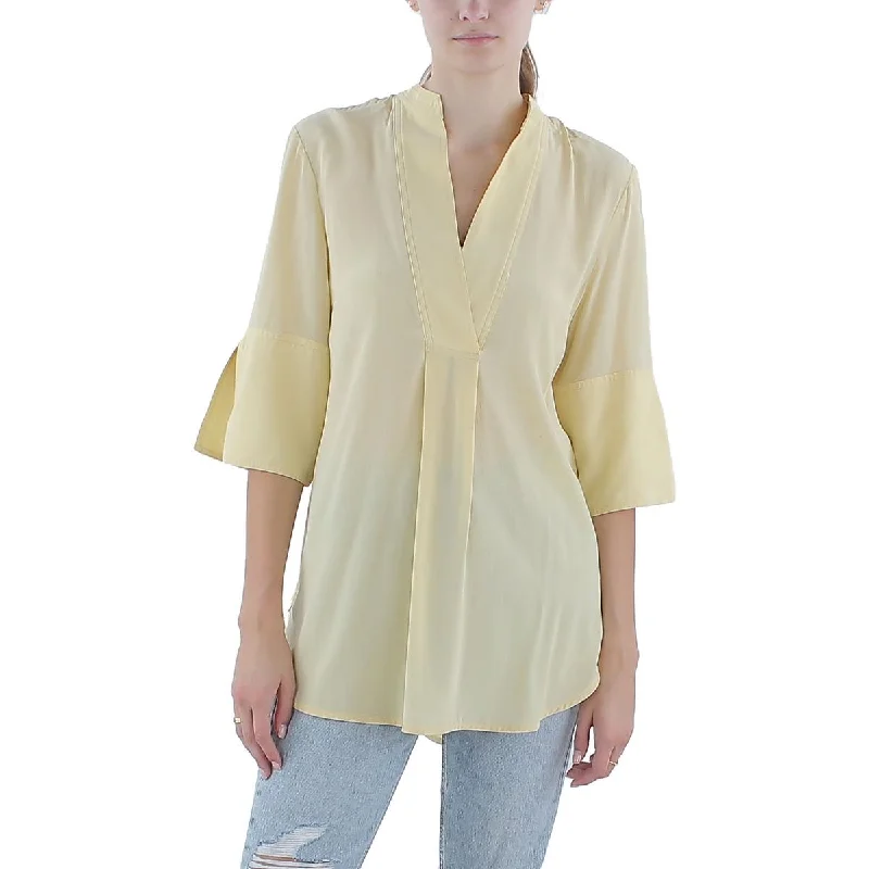 Relaxed Fit ShirtsBy Malene Birger Womens Silk Split Neckline Blouse