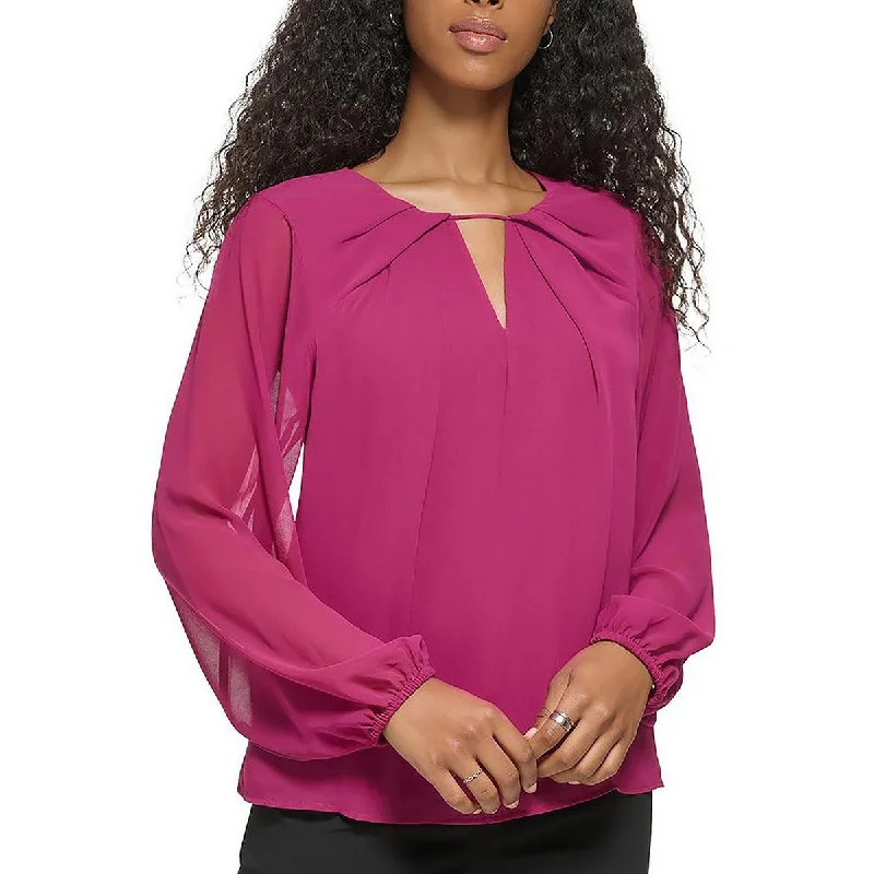 Peplum ShirtsCalvin Klein Womens Chiffon Keyhole Blouse