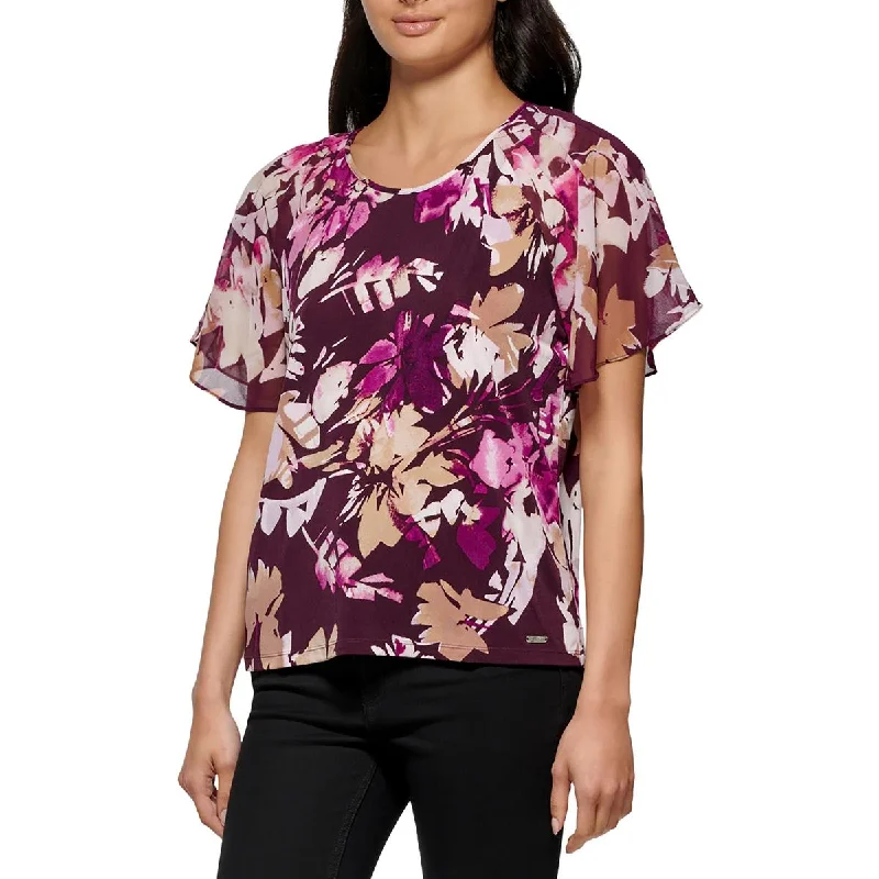 Wrap ShirtsCalvin Klein Womens Chiffon Printed Blouse