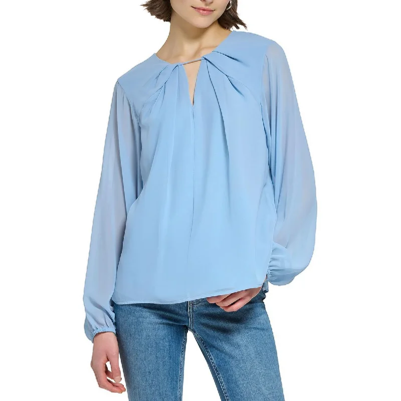 Bamboo ShirtsCalvin Klein Womens Shirred Front Layered Blouse