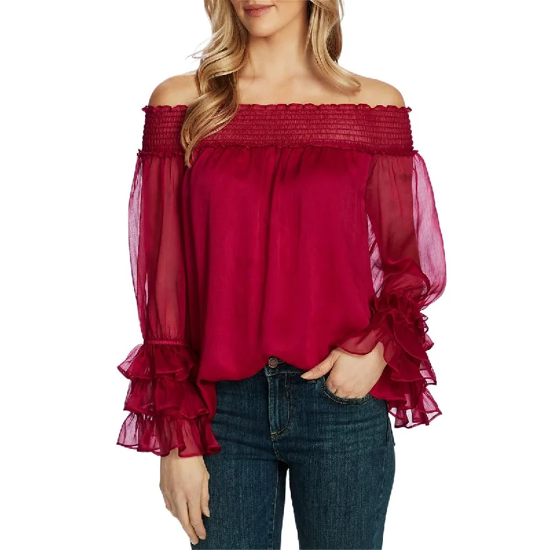 Thermal ShirtsCeCe Womens Ruffled Off The Shoulder Blouse