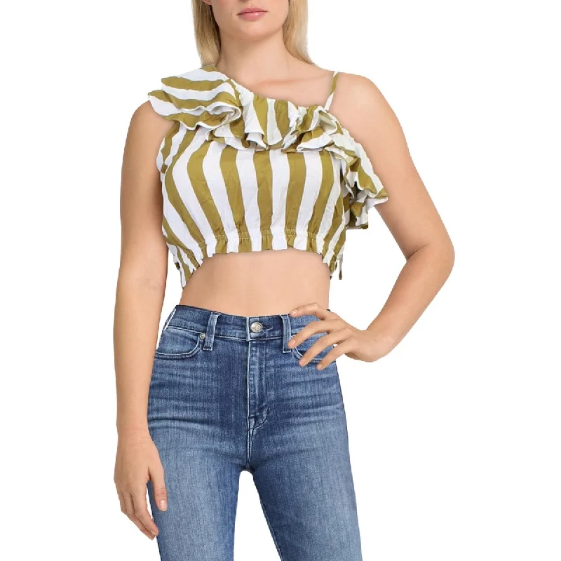 Polyester ShirtsCharlie Holiday Womens Striped One Shoulder Blouse