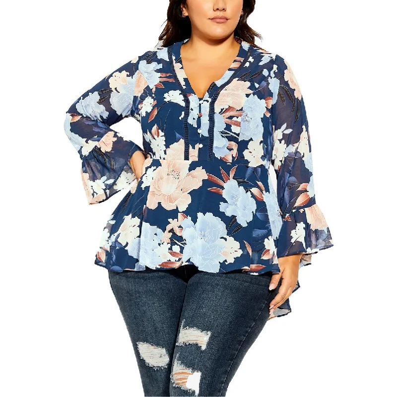 Zippered ShirtsCity Chic Womens Floral Print Blouse