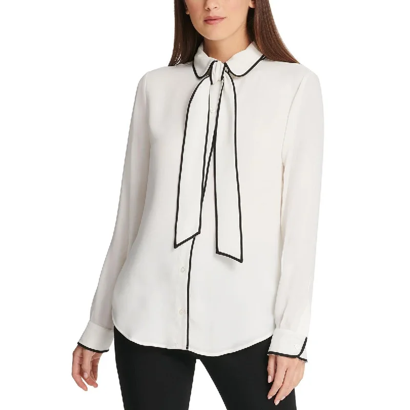 Urban ShirtsDKNY Womens Petites Button-Down Collared Blouse