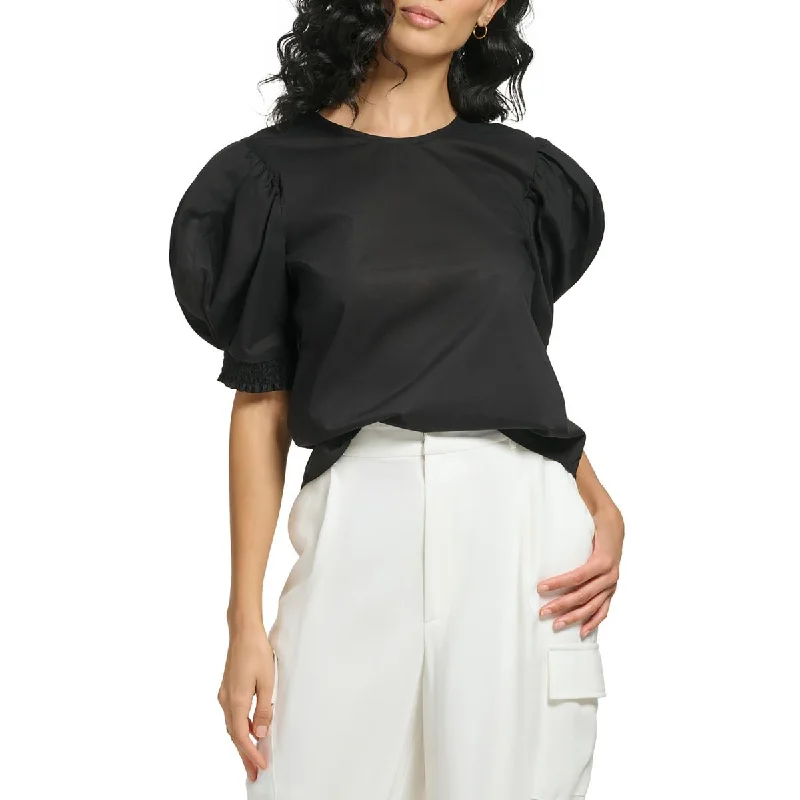 Yoga ShirtsDKNY Womens Puff Sleeve Solid Blouse