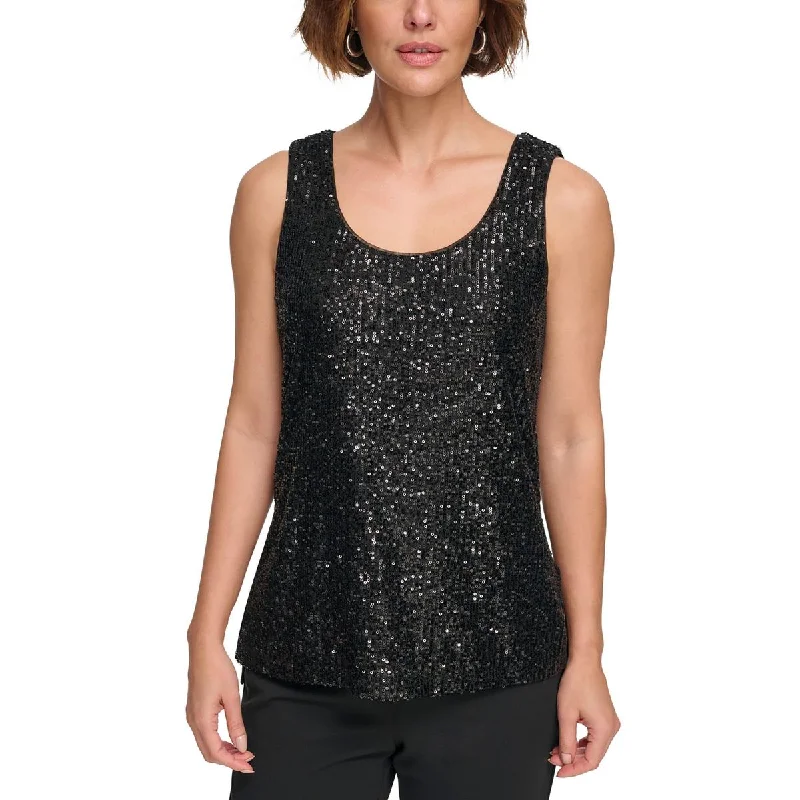 Quick-Dry ShirtsDKNY Womens Sequined Scoop Neck Blouse