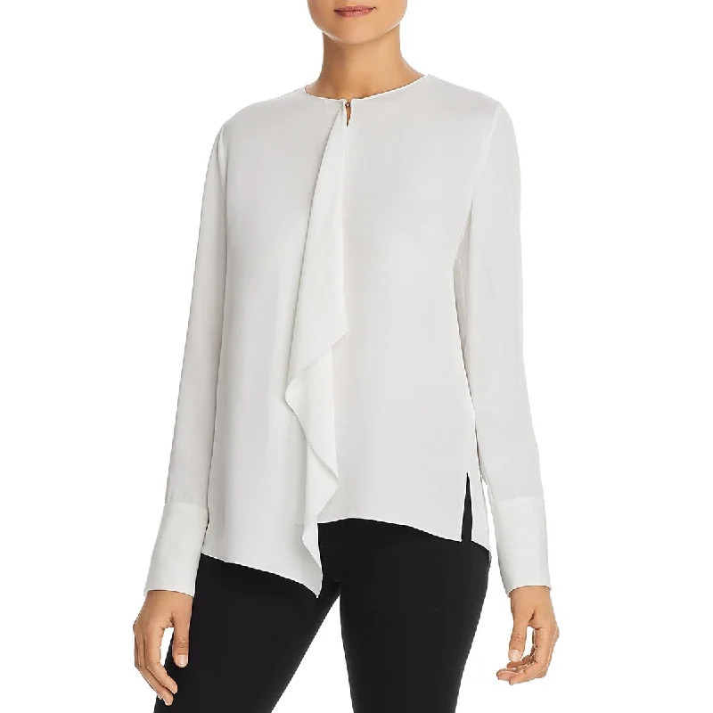 Limited Edition ShirtsElie Tahari Womens Pernilla Silk Drape Front Blouse