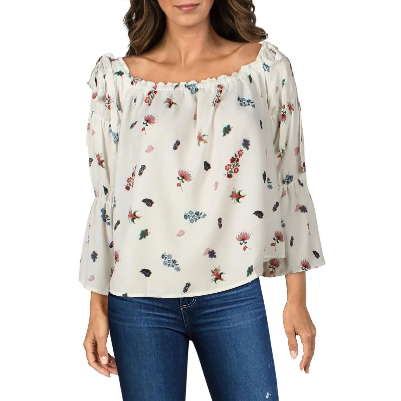 Pocket ShirtsEnglish Factory Womens Floral Off The Shoulder Blouse