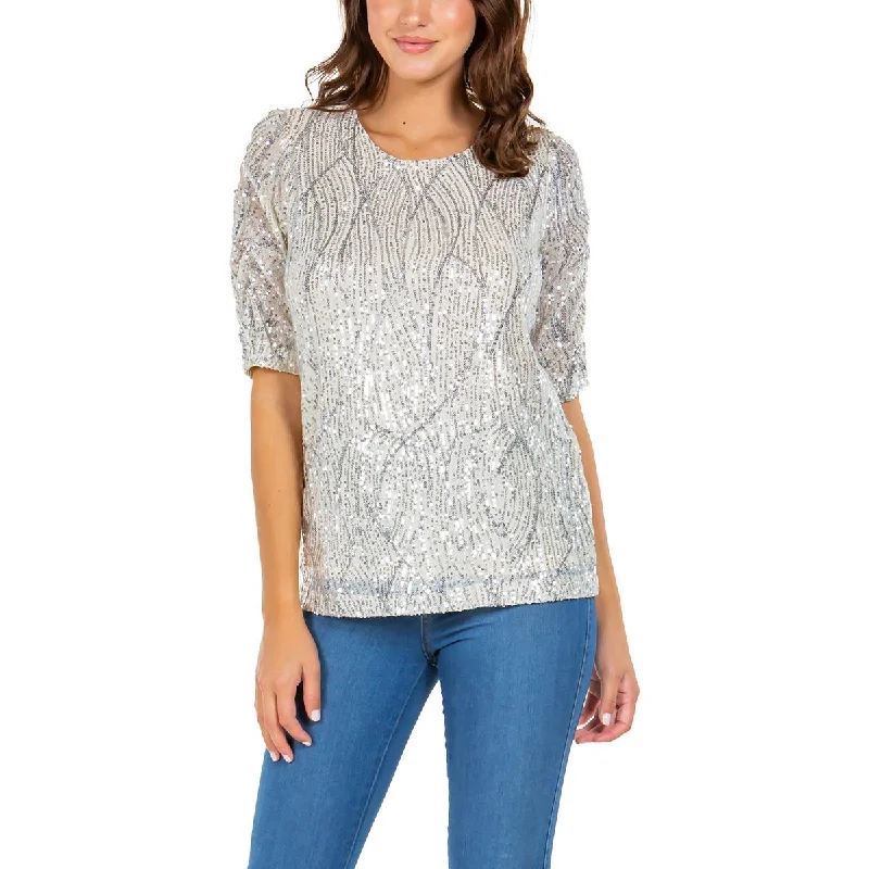 Studded ShirtsFever Womens Sequined Lined Blouse