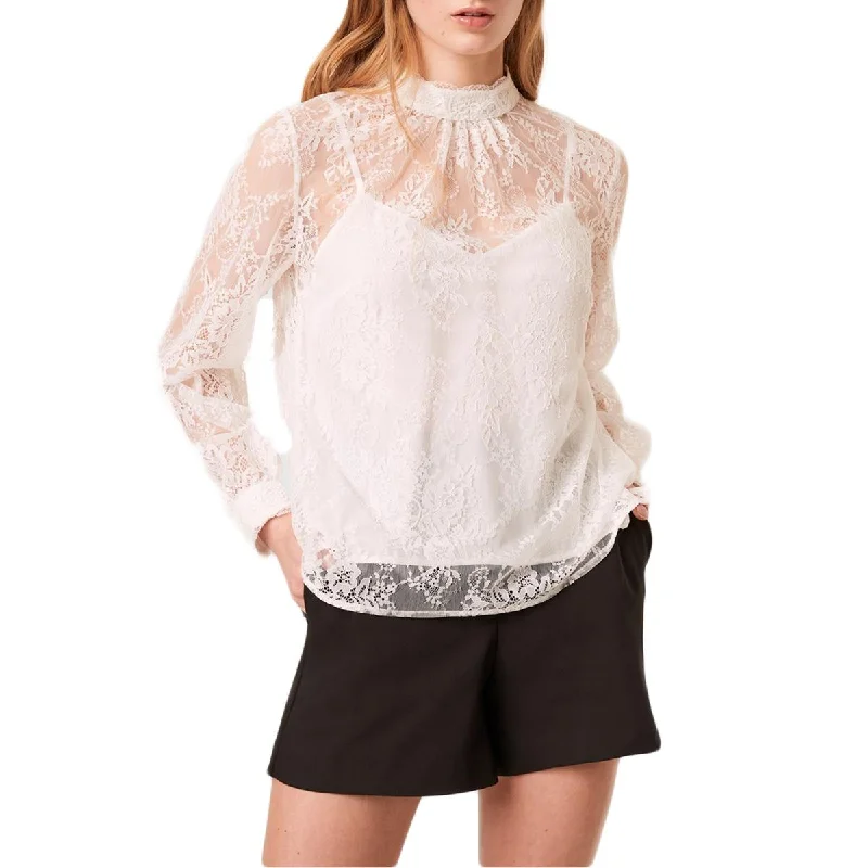 Fitted ShirtsFrench Connection Womens Lace Sheer Blouse