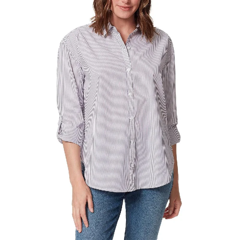 Hemp ShirtsGloria Vanderbilt Womens Collar Striped Blouse