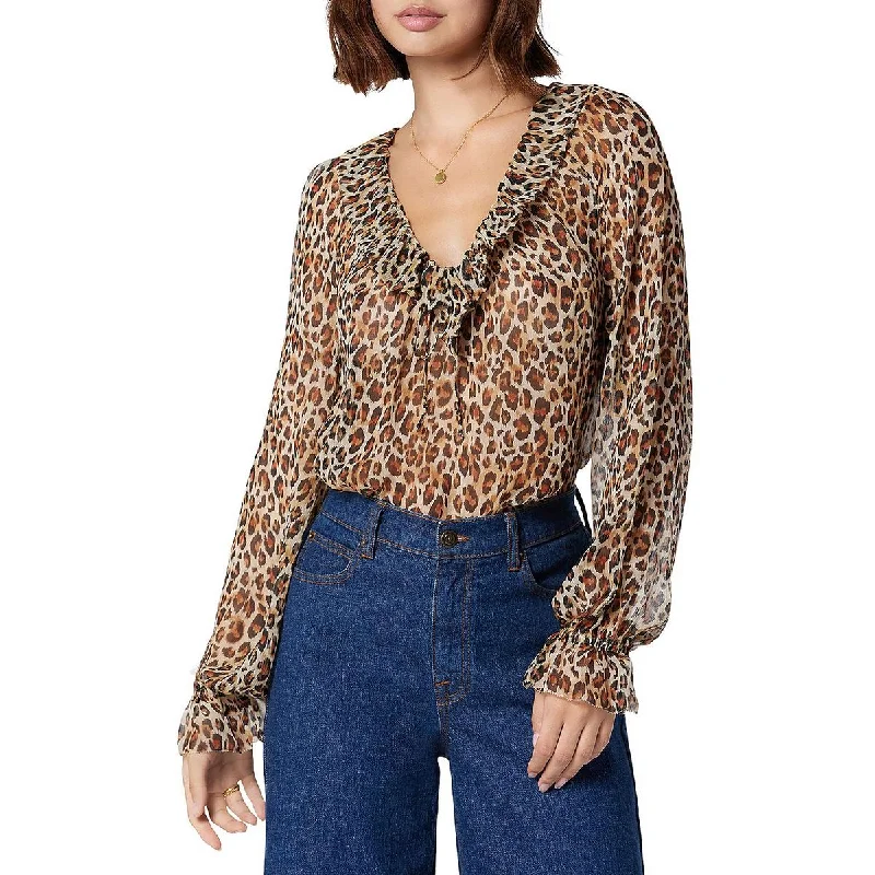 Festival ShirtsJoie Womens Vernon Silk Leopard Print Blouse