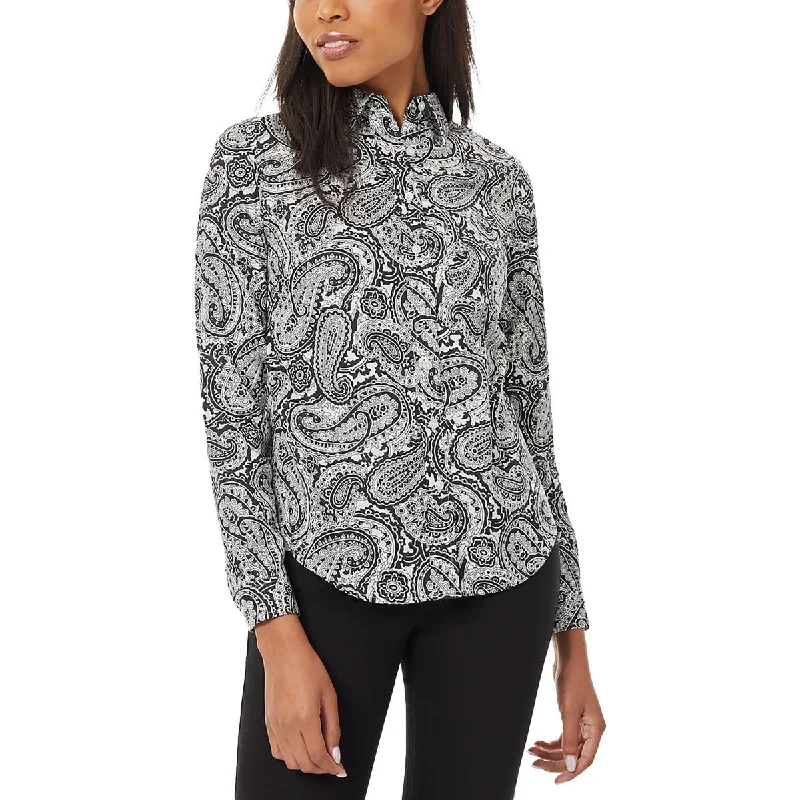 Silk ShirtsJones New York Womens Cotton Paisley Blouse