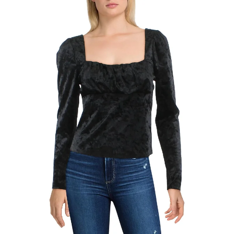 Collaborative ShirtsKingston Grey Womens Juniors Velvet Square Neck Blouse