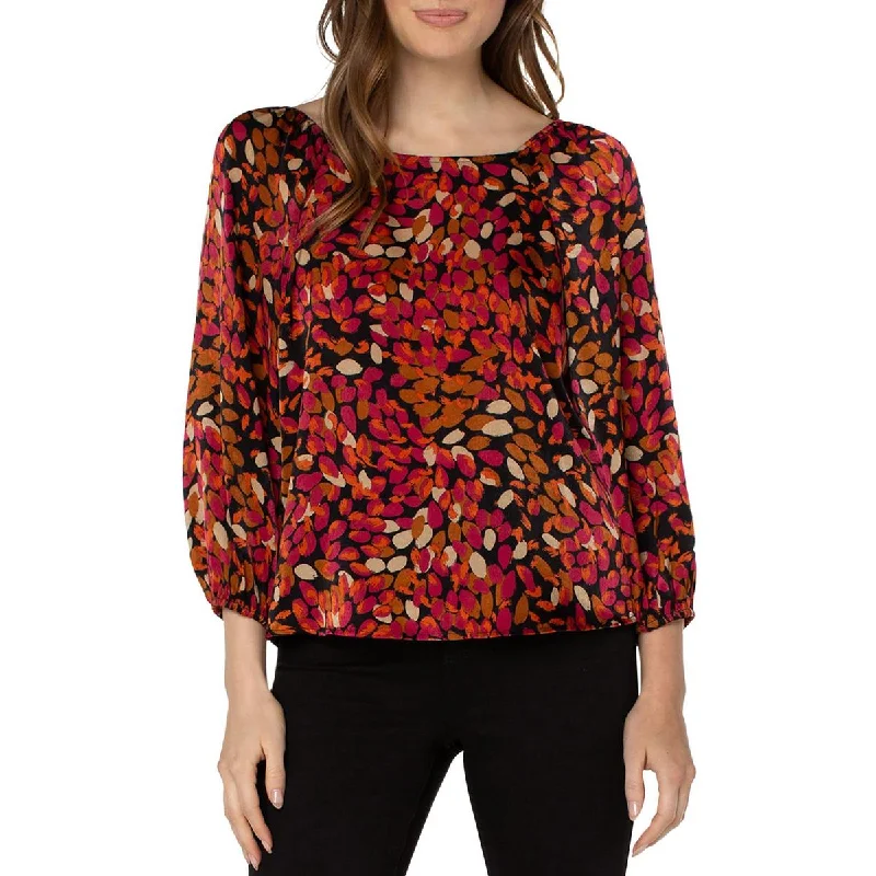 Satin ShirtsLiverpool Los Angeles Womens Puff Sleeves Square Neck Blouse