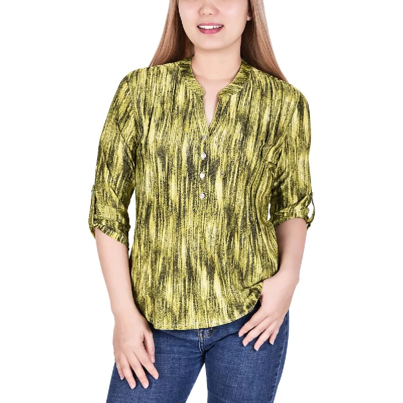 Camping ShirtsNY Collection Womens Petites Pintuck Blouse